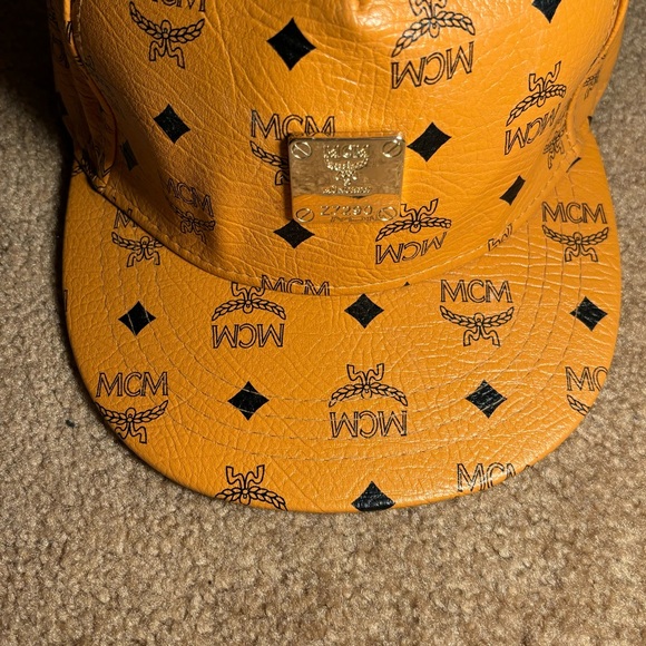 MCM Orange Leather Baseball Cap - Picture 3 of 6